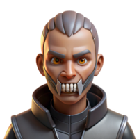 elegant abstract Cyberpunk character portrait, close-up on cybernetic jaw, high resolution png