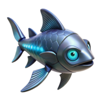 impressive minimalist Realistic robotic fish with bioluminescent fins, authentic png