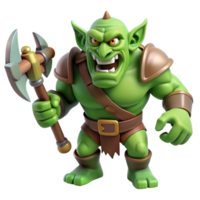 dramatic creative A snarling orc with a battle-axe detailed png