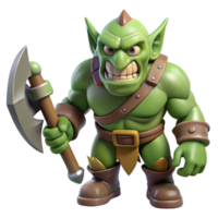 elegant artistic A snarling orc with a battle-axe detailed png