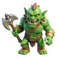 dramatic vintage A snarling orc with a battle-axe genuine png