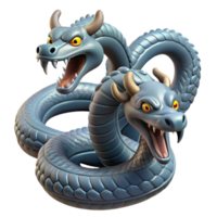 impressive rustic Hydra, multi-headed serpent, coiled, detailed png