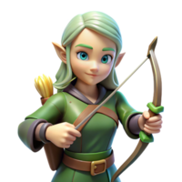 extraordinary artistic A beautiful elf, holding a bow and arrow, pointed ears high resolution png