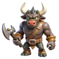 elegant classic A fearsome minotaur, wielding a battle-axe high resolution png