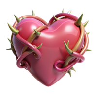 elegant classic A stylized heart, adorned with thorns and vines authentic png