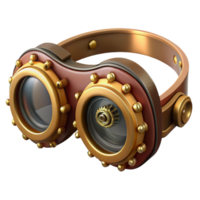 impressive minimalist Steampunk goggles with intricate brass gears and leather straps genuine png