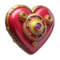 dramatic rustic Steampunk clockwork heart with ruby accents exclusive png
