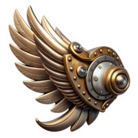 magnificent modern Steampunk wing with intricate metal framework and feather details premium png