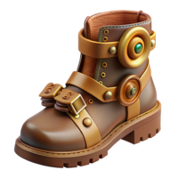 extraordinary abstract Steampunk boot with buckles, gears, and leather straps premium png