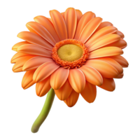 serene rustic Single gerbera daisy, orange detailed png