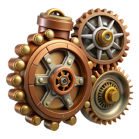 serene creative Steampunk gear set with various sizes and intricate details high quality png