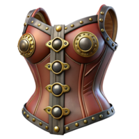 stunning creative Steampunk corset with metal clasps and intricate lace details premium png