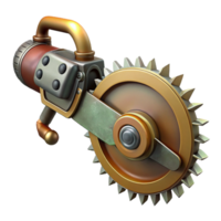 beautiful abstract Steampunk saw, with a circular blade and steam-powered mechanism authentic png