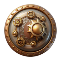 impressive modern Steampunk button, large and round with intricate engravings 4K png