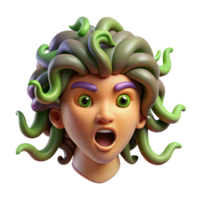 dramatic minimalist A fearsome Medusa head with snakes for hair authentic png