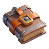 magnificent rustic A weathered leather-bound spellbook, clasped with a metal lock authentic png
