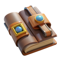 impressive abstract A leather-bound spellbook, open to a page of runes authentic png