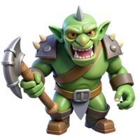 extraordinary minimalist A snarling orc, holding a rusty axe high resolution png