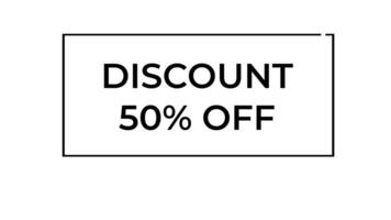 Discount 50 off appearing with different styles on white background, modern stylish minimalistic animation execution video