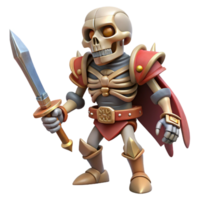 vibrant abstract A detailed illustration of a skeletal warrior, sword raised authentic png