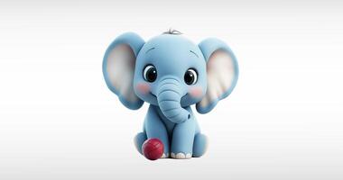 3d blue baby elephant posing floating on a white background. animation, looped. character, symbol of goodness and peace video
