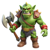 elegant abstract A fierce orc warrior, wielding a bloody axe authentic png