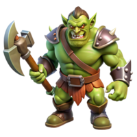 dramatic abstract A fierce orc warrior, wielding a bloody axe premium png