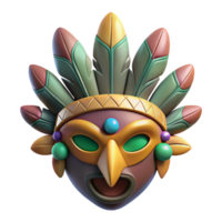 wonderful abstract A stylized tribal mask, adorned with feathers and beads high resolution png