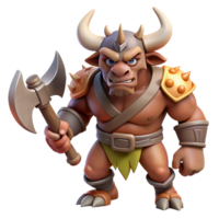 vibrant rustic A ferocious minotaur, wielding a giant axe genuine png