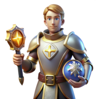 magnificent rustic A realistic paladin, in shining armor, holding a holy symbol original png