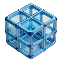 beautiful minimalist A transparent, floating cube made of interconnected lines high quality png