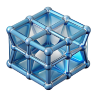 dramatic abstract A transparent, floating cube made of interconnected lines premium png