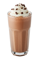 Chocolate Milkshake with Whipped Cream and Chocolate Shavings, Isolated on Transparent Background, Sweet and Creamy Beverage png