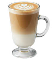 Layered Caramel Macchiato in a Glass Mug with Latte Art, Isolated Transparent Background, Perfect for Coffee Menus and Advertising png