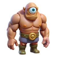 vibrant rustic Cyclops, one-eyed giant, rugged appearance, muscular physique detailed png