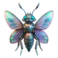 elegant artistic Alien insect, chitinous armor, iridescent wings genuine png