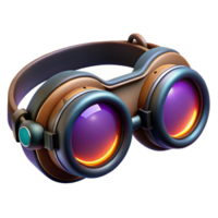 elegant abstract Cyberpunk goggles, glowing lenses, wired frame authentic png