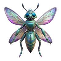 dramatic rustic Alien insect, chitinous armor, iridescent wings authentic png