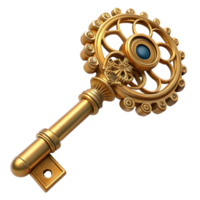 magnificent creative Steampunk key with ornate filigree and a clockwork mechanism original png