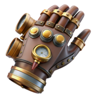 elegant rustic Steampunk gauntlet with articulated fingers and pressure gauges original png