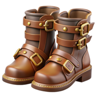 impressive classic Steampunk boots with buckles, straps, and metal plating high resolution png