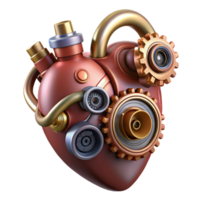 extraordinary rustic Steampunk heart with intricate pipes, valves, and gears genuine png
