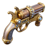 extraordinary vintage Steampunk pistol with ornate engravings and a pearl handle authentic png