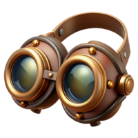 dramatic creative Steampunk goggles with flip-up lenses and intricate brass details genuine png