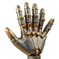 dramatic rustic Steampunk robotic hand with articulated fingers and exposed wiring original png