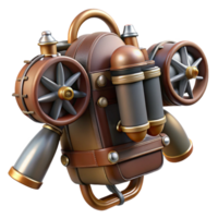 vibrant rustic Steampunk jetpack with miniature turbines and leather straps original png