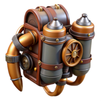 stunning artistic Steampunk jetpack with miniature turbines and leather straps authentic png