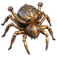 extraordinary artistic Steampunk clockwork spider with intricate gears and moving legs high quality png
