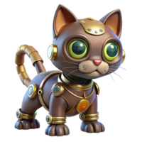 beautiful abstract Steampunk cat with robotic enhancements and glowing eyes professional png