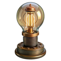 extraordinary contemporary Steampunk lightbulb with intricate filaments and a brass base high resolution png